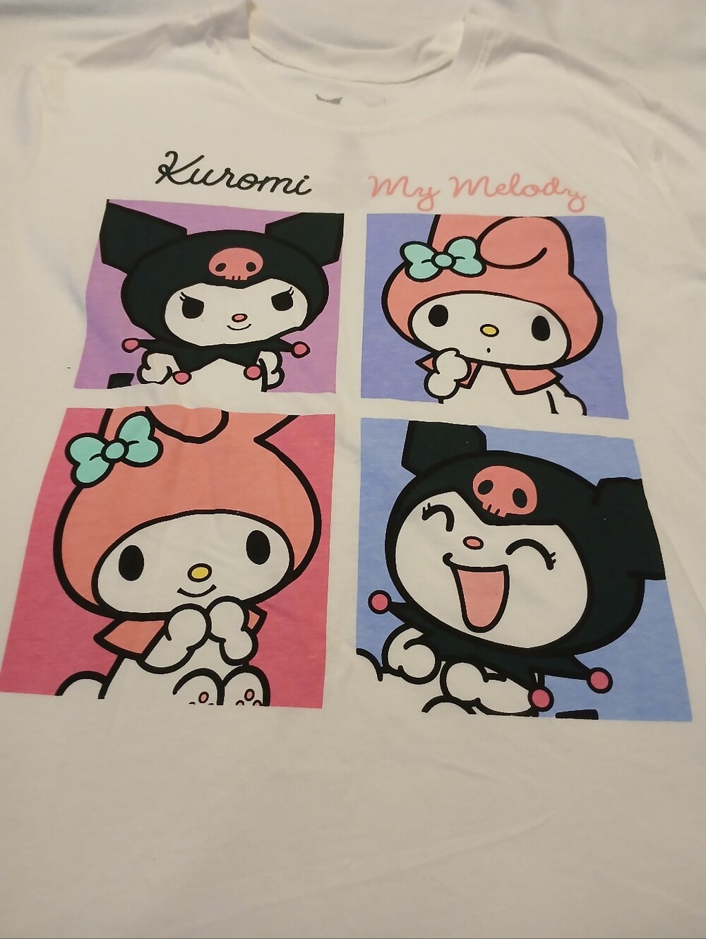 NWOT Women's Kuromi & My Melody White Kids Graphic Tee.